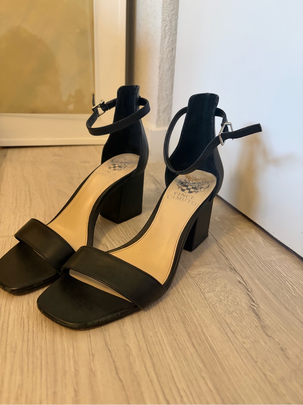 Vince Camuto Black Open-Toe Block Heel Sandals